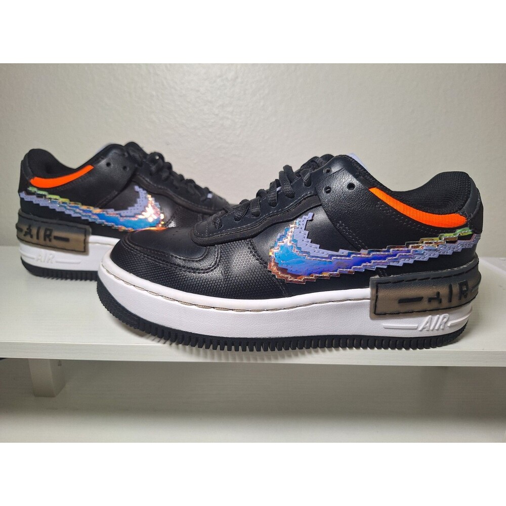 Nike Women's Air Force 1 Shadow SE Pixel Swoosh Off Noir  Size 6